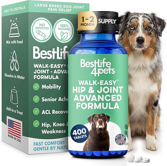 Advanced Hip and Joint Supplement for Dogs, Natural Extra Strength Dog Arthritis Pain Relief & Anti Inflammatory for Dogs Helps Limping, Mobility Issues, Hip Dysplasia, ACL Tears, 180 Tiny Pills