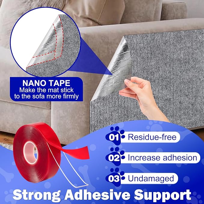 ENONCI Anit Cat Scratch Couch Furniture Protector,78.7x15.8 Cat Wall Corner Scratcher Pads Mat,DIY Climbing Scratching Carpet Post Board Replacement