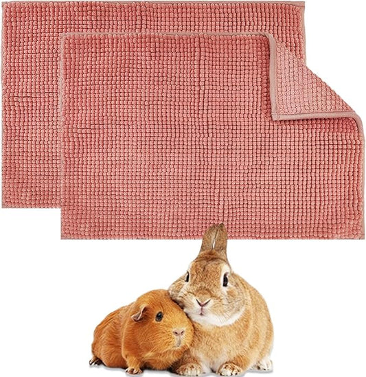 2 Pcs Reusable Bunny Cage Liner Bunny Washable Mats Guinea Pig Pee Pad Rabbit Pad Ferret Cage Liner Small Animal Rugs (Pink)