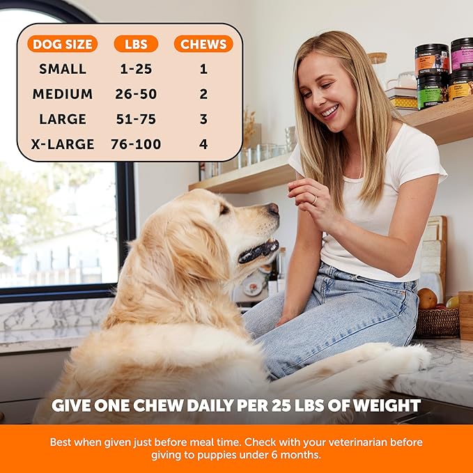 Hip + Joint Supplement for Dogs with Glucosamine Chondroitin - MSM, Turmeric & Collagen Soft Chews - Joint Function, Stiffness, and Mobility Support, May Reduce Occasional Discomfort (Bacon, 90 Ct)