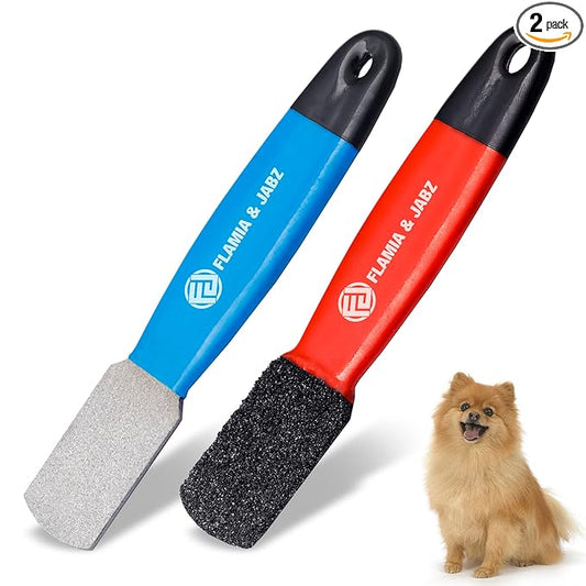 Stripping Metal Stone Diamond Edged for Dogs, Cats & Pets with Plastic Grip (2 Piece Pack of Coarse & Fine)