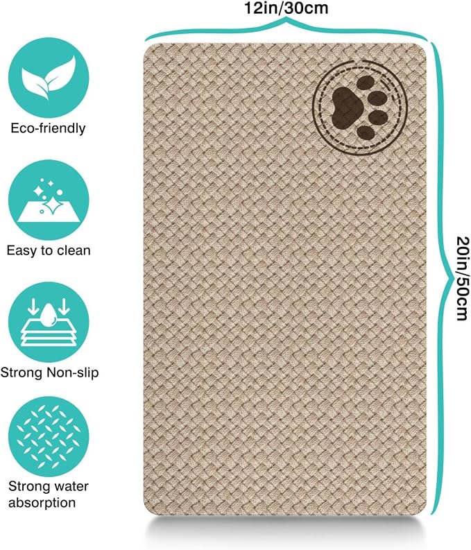 Pet Feeding Mat for Floors Cat Food Mat Waterproof Dog Food Mat and Water Absorbent Quick Dry Non Slip Mat for Cat Bowls