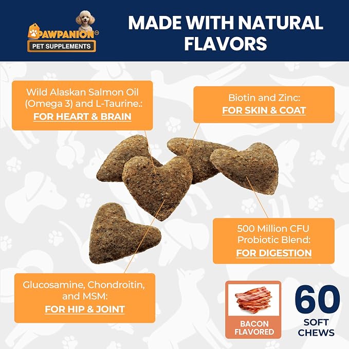Multivitamin Soft Chews for Dogs Full Body Support 60 Count
