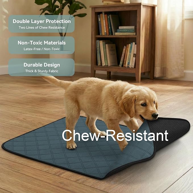 Siedihit Washable Reusable Pet Pee Pads, Absorbent Non-Slip Training Mat for Dog Cat Rabbit Puppy Kitten, Whelping Playpen Crate Bed Cage Home Indoor Outdoor (Medium - 4pack, Rectangle)