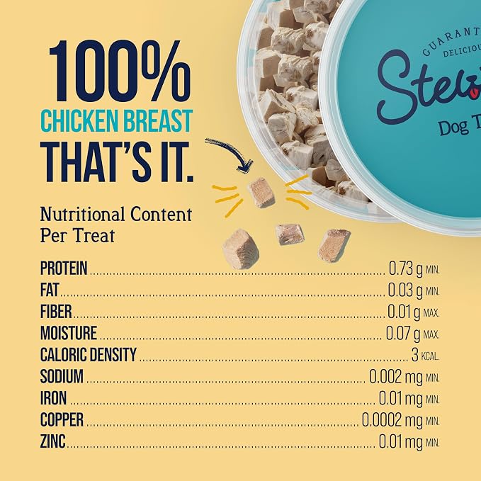 Stewart 100% Chicken Breast Dog Treats, 11.5 oz Tub, ~215 Pieces, Freeze Dried Raw, Single Ingredient, 74% Protein Training Treats or Meal Topper, Grain Free, Gluten Free