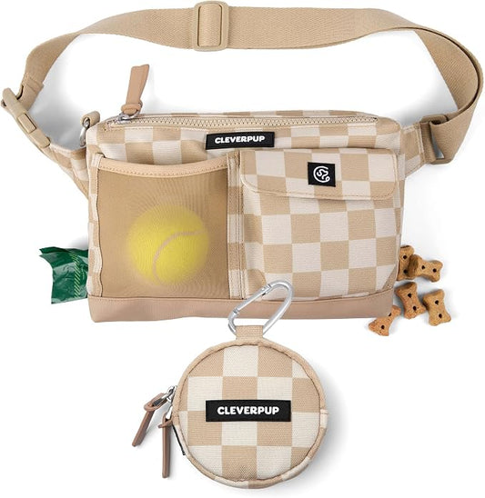Cleverpup Training Sling & Snackpack Double Insulated Treat Pouch in Checkerboard