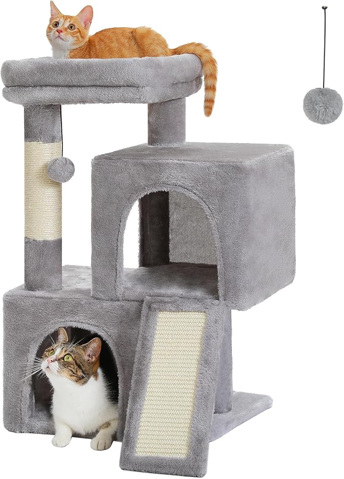 PAWZ Road Cat Tree, 30 Inches Cat Tower Bundle with PAWZ Road Cat Tunnel Collapsible S Shape 10.5 Inches in Diameter