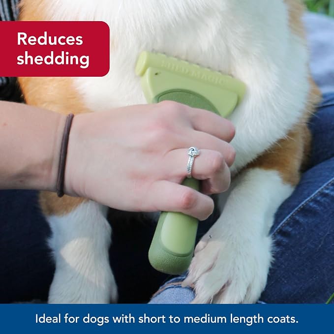 Coastal Pet - Safari - Shed Magic De-Shedding Tool for Dogs with Short to Medium Hair, No Color, Medium (6.25" L x 3.5" W)