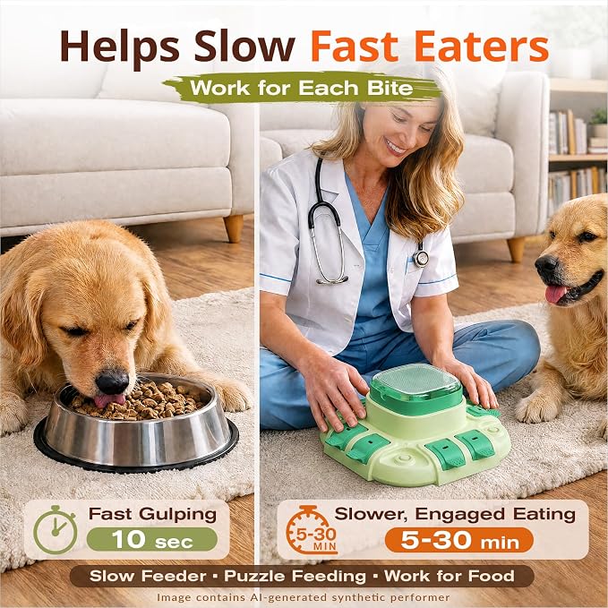 KADTC Dog Puzzle Toy, 2 Levels of Challenge, Push-to-Release Treat Dispenser, Slow Feeder & Mental Stimulation Enrichment Toy for Small Medium Large Dogs