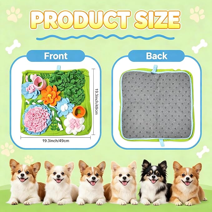Snuffle Mat for Dogs, Slow Feeder Dog Puzzle Toy, Pet Enrichment Mat | Interactive snuffle mat encourages natural foraging, mental stimulation, slower eating, and enrichment for dogs.