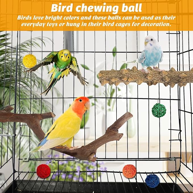 kathson Natural Parrot Perch for Cage Wooden Bird Perches Grape Bird Stick Parakeet Climbing Standing Branches Toy Chewable Cage Accessories for Small Budgies Cockatiels Lovebirds Budgies