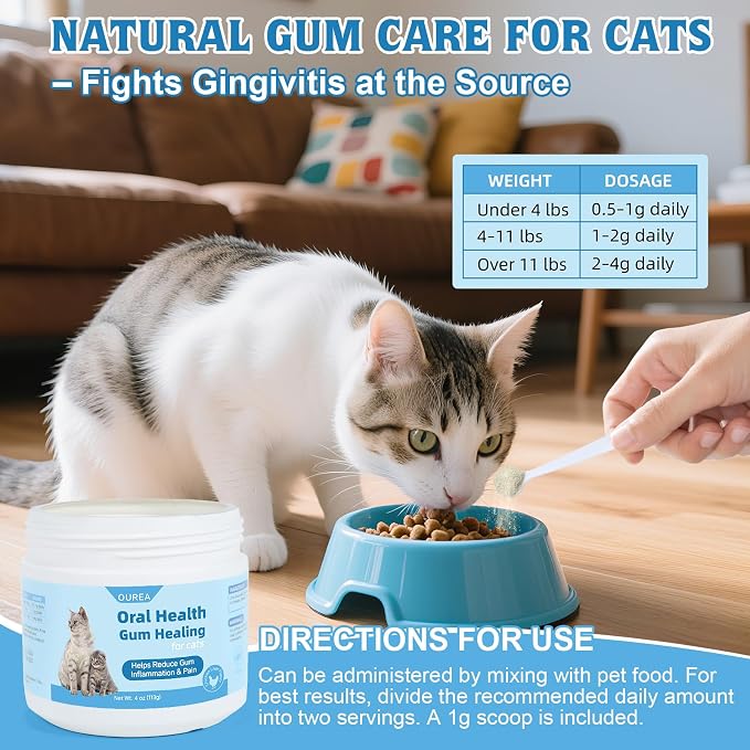 Oral Health for Cats, Cat Gingivitis Treatment, Reduce Gum Inflammation, Redness & Pain, Combats Gum Disease, Natural Plant-Based Active Formula, Cat Oral Care, Gums Health Treatment, 4 oz (113g)