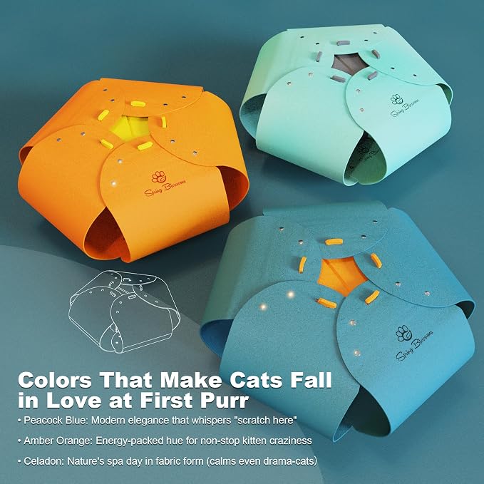 Cat Tunnel, Cat Cave for Indoor Cats Bed,Scratch Resistant Cat Toys for Medium Large Cats Hide and Seek Toy (Peacock Blue)