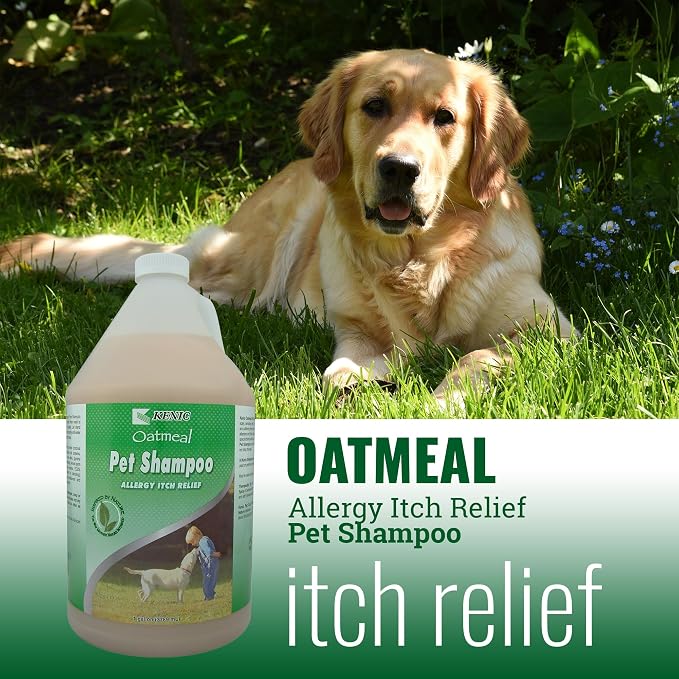 Kenic Oatmeal Anti-Itch Pet Shampoo with Almond Oil – Soothing, Conditioning & Deodorizing Relief for Dogs & Cats, Puppy-Safe, Made in USA
