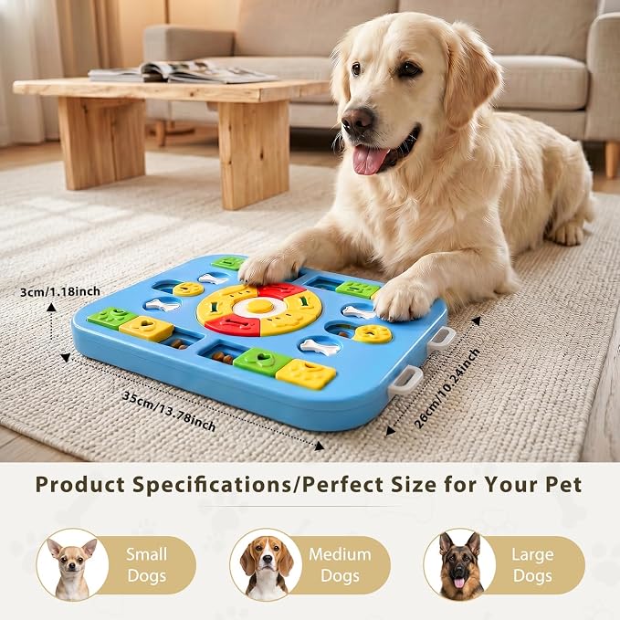 Dog Puzzle Toy, Treat Dispensing Dog Enrichment Toys, Blue | Interactive IQ Brain Stimulation, Slow Feeder Treat Dispenser, Non-Slip Durable, For Small Medium Large Dogs Cats Puppies