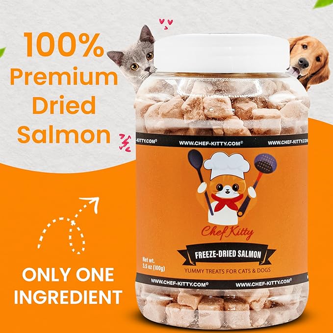 Freeze-Dried Salmon Treats for Cats & Dogs – 100% Wild Caught, Single Ingredient, High-Protein, Healthy Snack – No Additives or Preservatives – 2.7 oz - Inspected & Tested in USA