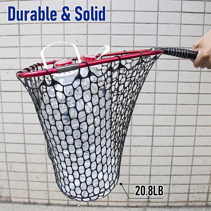 Dr.Fish Fishing Landing Net Replacement Rubber Fishing Net Without Handle Foldable Mesh Netting for Freshwater Saltwater