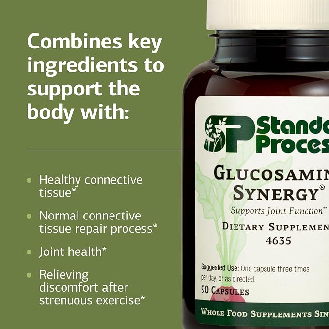 Standard Process Glucosamine Synergy - Joint Health Support Supplement - Connective Tissue with Boswellia Serrata - Whole Food-Based with Manganese - 90 Capsules