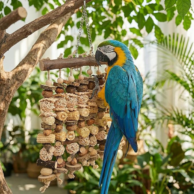 Parrot Toys for Large Birds, Natural Macaws Bird Toys, Bird Cage Accessories