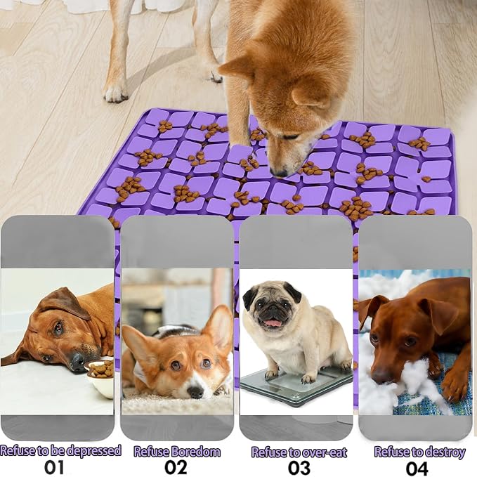 Silicone Snuffle Mat for Dog,Slow Feeder Lick Mat with Suction Cups for Slow Eating&Femont Silicone Snuffle Mat for Large Dogs