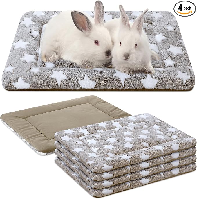 VitalCozy 4 Pcs Dog Crate Pads, Ultra Soft Warm Washable Anti-Slip Kennel Bed Mat for Pets, Reversible, Replaceable, Cage Liner for Small Medium Large Dogs and Cats(18 x 14 x 1.6 Inch,Star,Apricot)