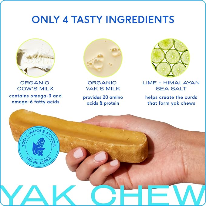 Native Pet Beef Bone Broth for Dogs (9.5 oz) & Yak Chews for Dogs (3 Medium Chews) - Food Topper for Picky Eaters and All Natural Dental Sticks Made with Yak Cheese for Aggressive Chewers