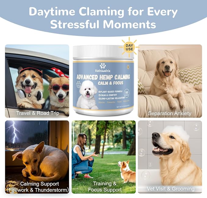 Dog Calming Chews, Calming Chews for Dogs with Natural Plant Extracts for Fireworks, Storms, Thunder, Barking, Separation, 200 Count