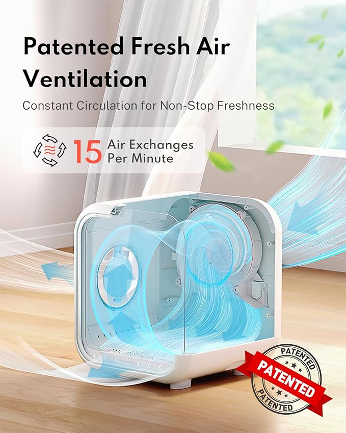 HomeRunPet Cat Dryer, Ultra Quiet, Patented Fresh Air Ventilation, Smart Temperature Control, Safe 360° Even Drying Pet Dryer Box for Cats & Small Dogs (50L Drybo Plus)