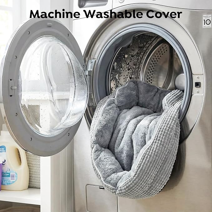 Veehoo Cute Dog Bed for Medium Dogs, Orthopedic Egg-Crate Foam Dog Bed with Sides, Removable Washable Cover & Waterproof Lining, Comfortable Pet Couch Pet Sofa Grey, 36"