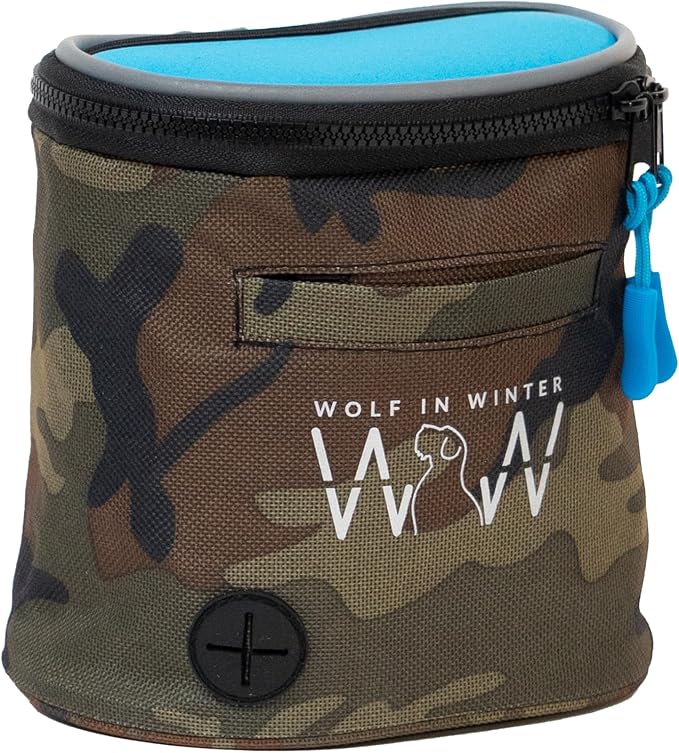 Quickdraw Dog Treat Pouch – Training Bag with Poop Bag Dispenser, Clicker Holder and Waist Belt – Hands-Free, Reflective and Durable for Puppy Training, Walks and Hikes (Blue/Camo)