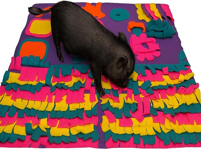 Piggy Poo and Crew Snuffle Mat for Dogs Puppies Pigs Rabbits Cats Small Animals Foraging Toy with Non-Skid Backing