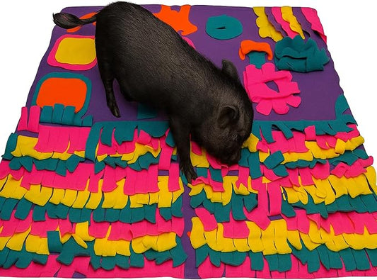 Piggy Poo and Crew Snuffle Mat for Dogs Puppies Pigs Rabbits Cats Small Animals Foraging Toy with Non-Skid Backing