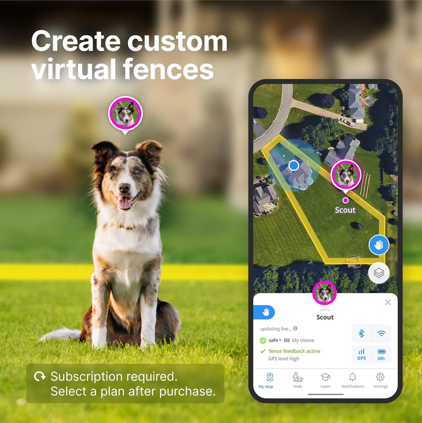 Halo Collar 4, All New GPS Wireless Dog Fence & Dog Training Collar with GPS Tracker, Subscription Required, Waterproof, One Size, Midnight