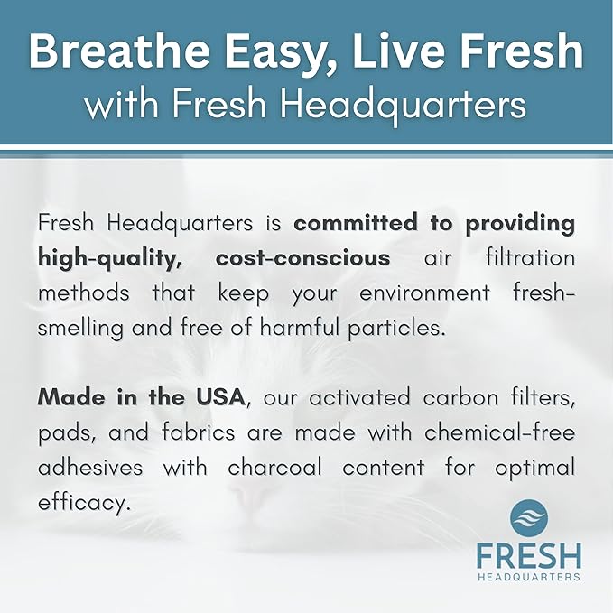 Fresh Headquarters Pre-Cut Activated Charcoal Filter - Compatible with Litter Robot 5, Evo and Litter Robot 4 Carbon Filters for Odor Control, Deodorizer & Dust Reduction Made in USA - 6-Pack