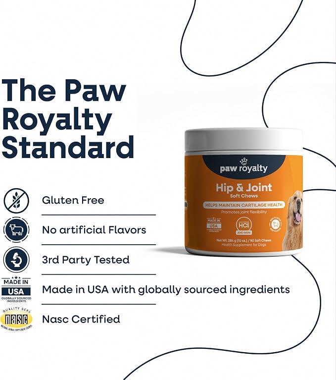 Hip & Joint Support for Dogs | Glucosamine, MSM, Chondroitin, Collagen & Turmeric for Mobility, Flexibility & Comfort | Dog Joint Health Supplement | Beef Flavor Soft Chews, 90 Count