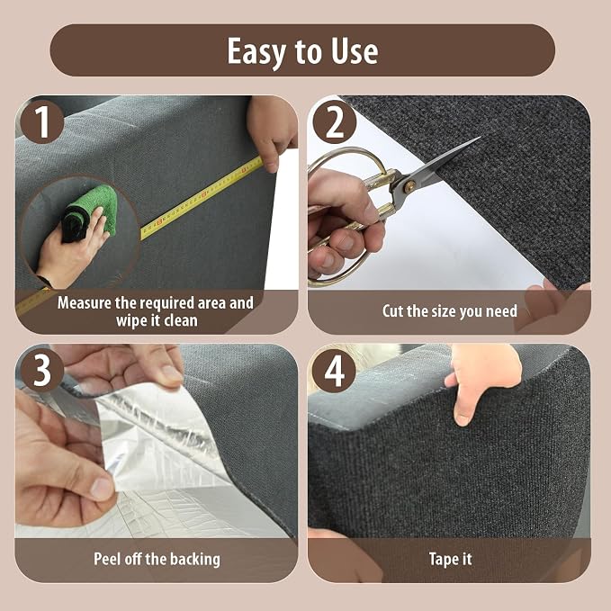 Cat Scratch Couch Protector, Adhesive Scratcher Pad Deterrent for Furniture, DIY Cat Climbing Scratch Pad for Indoor Cats (Grey, 31.5''x19.7'')