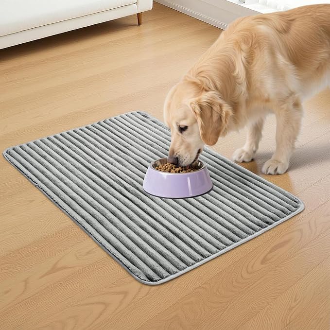 FunFurry Flannel Washable Pee Pad for Dogs - 4 Pack Reusable Dog Pee Pads, Puppy Pads, Fast Absorb Pet Playpen Mat with Non-Slip Back, Waterproof Puppy Training Pad. (Light Grey, 18" X 24")