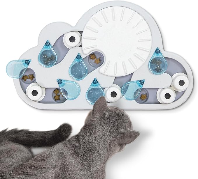 Catstages Nina Ottosson Rainy Day Puzzle & Play Cat Puzzle Feeder – Interactive Treat Game for Indoor Cats, Level 3 Slow Feeder Enrichment Toy, 13.8" x 14"