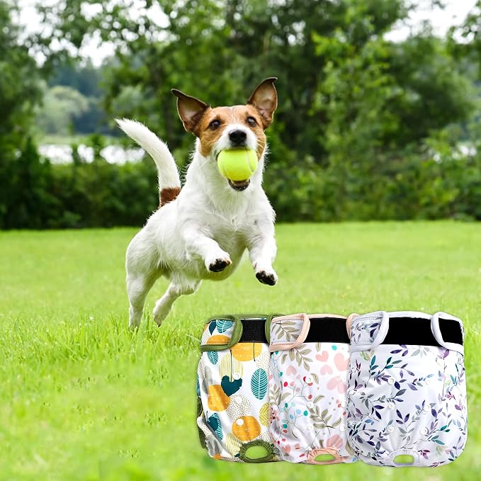 Washable Female Dog Diapers 3Pack,Reusable Diaper for Doggie,Highly Absorbent Dog Diaper,Adjustable Leakproof Puppy Diapers Skirt for Heat,Incontinence,Period Doggy Nappies L
