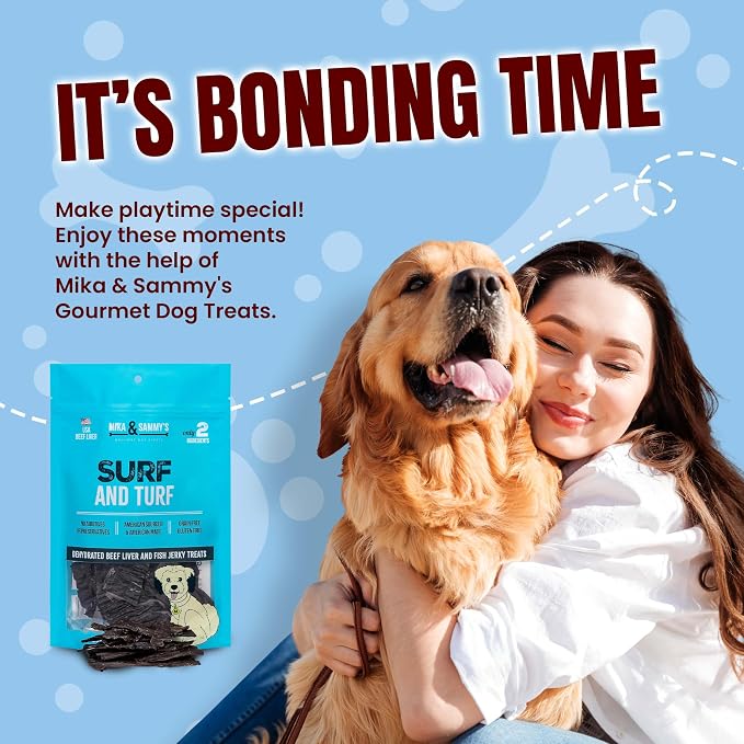 Mika & Sammy's Gourmet Beef Liver & Mackeral Jerky Dog Treats Made in the USA. (Surf & Turf 5 oz)