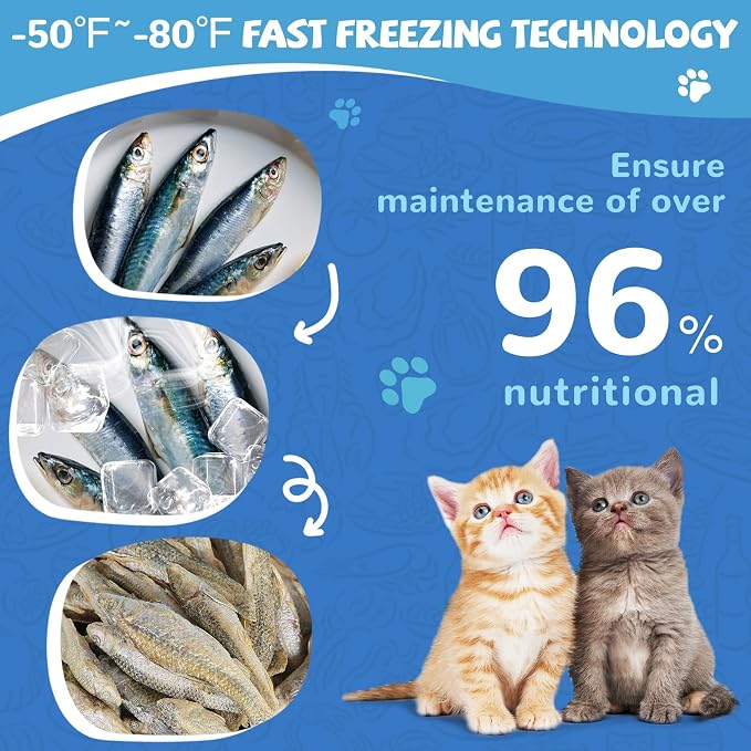 PAWUP Freeze-Dried Minnows Treats for Dogs & Cats, Freeze Dried Duck Treats for Cats Dogs, Rawhide Free Freeze-Dried Raw Food Topper, High Protein