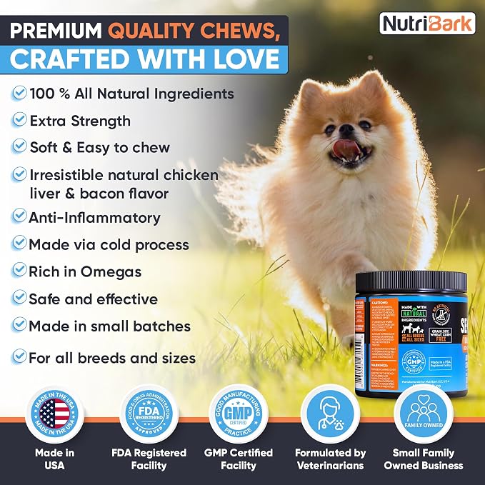 Glucosamine for Dogs -1000mg- Senior Dog Joint Supplement -Advanced Hip & Joint Support Chews w/Glucosamine, Chondroitin, MSM, Turmeric & Omega 3 for Pain & Inflammation Relief, Improved Mobility