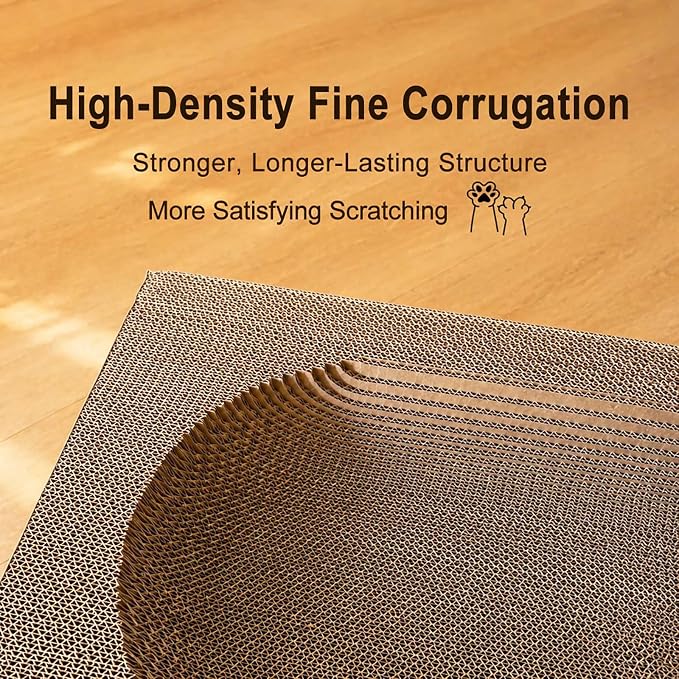 Large Cat Scratcher Bed with Oval Curved Nesting Design, Sink-Inspired Shape, Rectangular Edges for Easy Cleaning, Corrugated Cardboard with Kraft Paper, for Indoor Cats