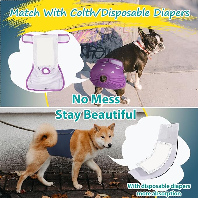 Disposable Dog Diaper Liners - 50PCS Dog Booster Pads for Male Female Dogs - Doggie Diaper Insert Pads for Pet Belly Bands Wraps Period Pants Covers(M,50)