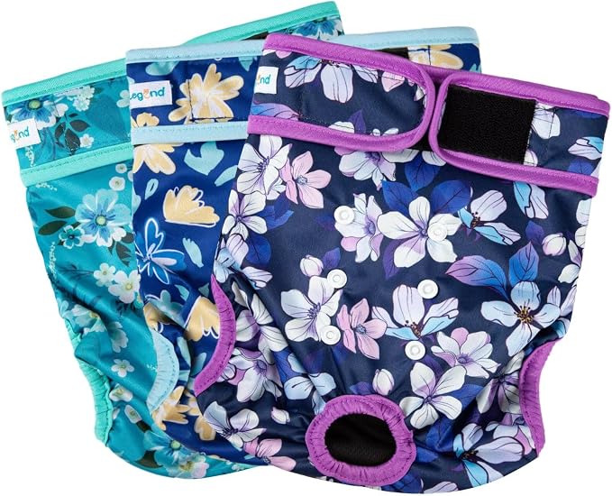 Paw Legend Washable Reusable Female Dog Period Diapers for Heat Doggie Puppy Diapers for Female Dogs (3 Pack,X-Small)