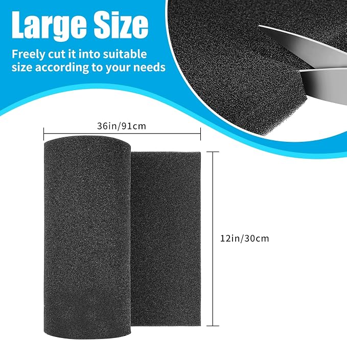AQUANEAT Aquarium Bio Sponge Filter Media Pad Open Cell Foam Sheet Cut-to-Fit for Fish Tank Sump (36" x 12" x 1" （2 Packs）)