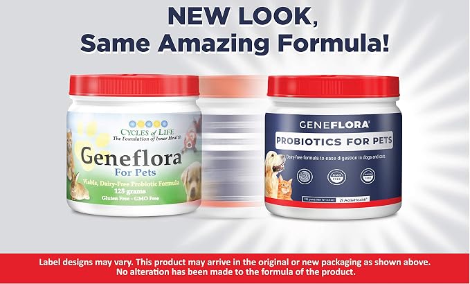 Geneflora Digestive Enzymes Prebiotics & Pet Probiotics for Dogs Powder, Cat, Rabbit, & Dog Probiotics for Digestive Support, 125 Grams, 2 Pack