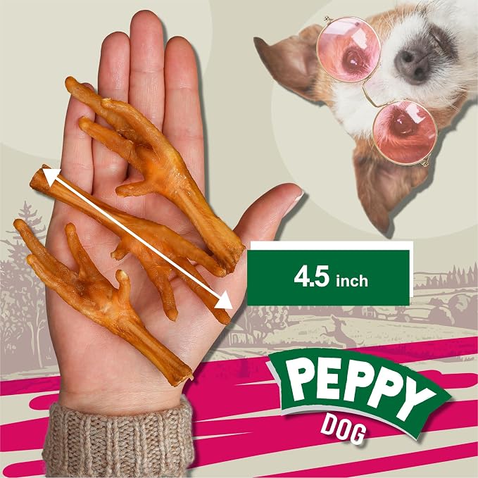 All Natural Chicken Feet Without Claws (7 oz, Approx. 10 pcs.) | Dog Treats | Dehydrated for Freshness | Supports Joint Health with Glucosamine and Chondroitin | Promotes Dental Hygiene