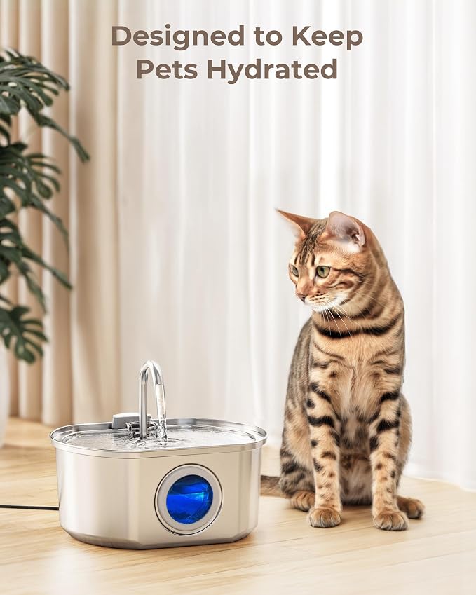 Neareal Official 12 Pack Cat Water Fountain Replacement Filters & Pre-Filter Sponges for 108oz/3.2 Stainless Steel Pet Water Fountain