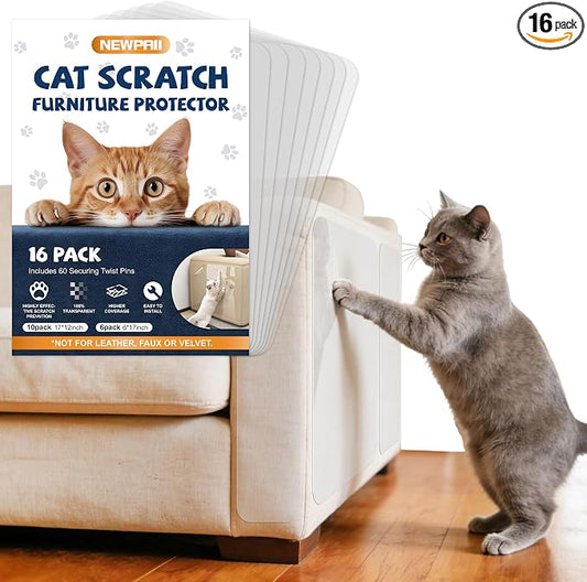 16PCS Large Anti Cat Scratch Furniture Protector for Sofa, Doors, Couch Corner Protectors from Cats Claws Scratching, Heavy Duty Anti-Claw Shield for Fabric Sofas